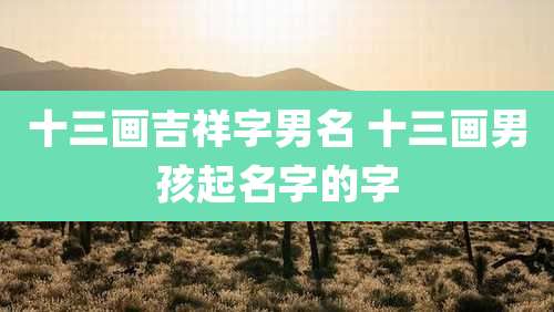 十三画吉祥字男名 十三画男孩起名字的字