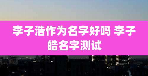 李子浩作为名字好吗 李子皓名字测试