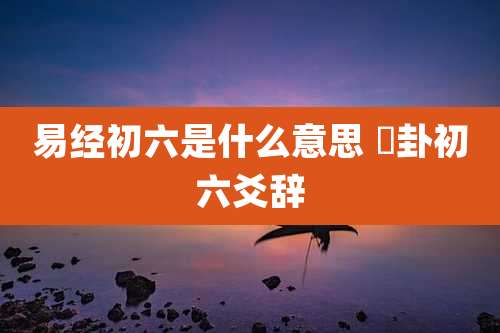 易经初六是什么意思 姤卦初六爻辞