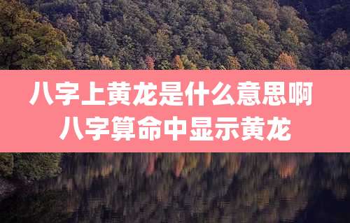八字上黄龙是什么意思啊 八字算命中显示黄龙