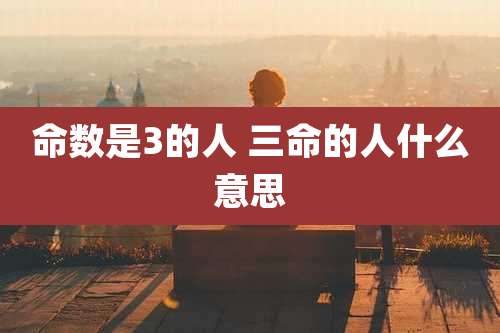 命数是3的人 三命的人什么意思