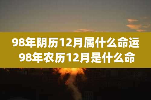 98年阴历12月属什么命运 98年农历12月是什么命