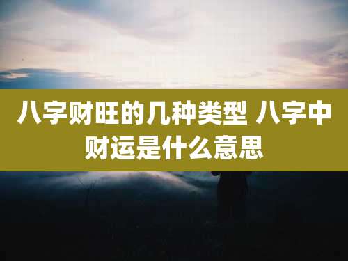 八字财旺的几种类型 八字中财运是什么意思