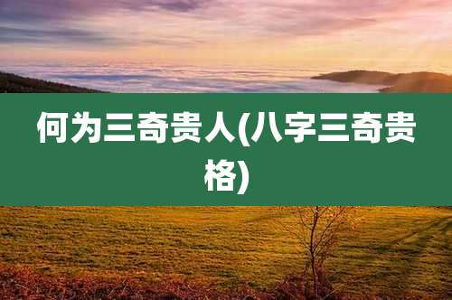 何为三奇贵人(八字三奇贵格)