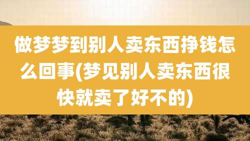 做梦梦到别人卖东西挣钱怎么回事(梦见别人卖东西很快就卖了好不的)