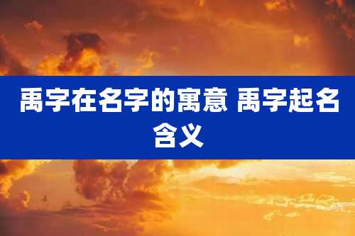 禹字在名字的寓意 禹字起名含义
