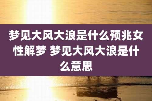 梦见大风大浪是什么预兆女性解梦 梦见大风大浪是什么意思