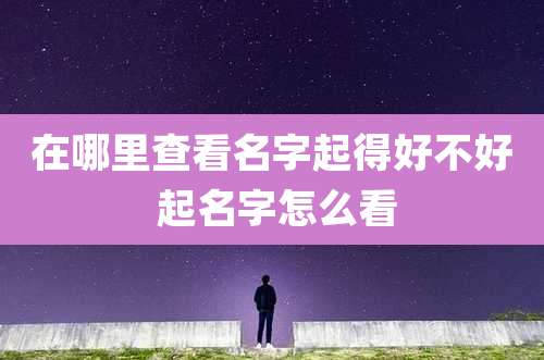 在哪里查看名字起得好不好 起名字怎么看
