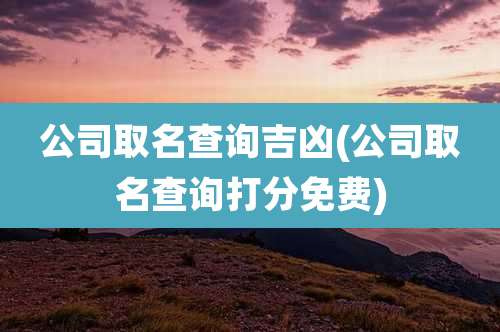 公司取名查询吉凶(公司取名查询打分免费)