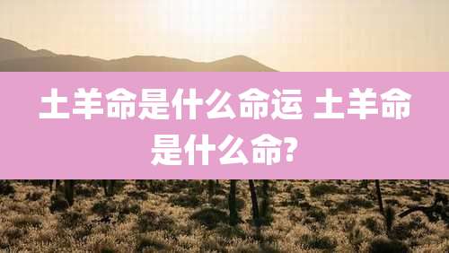 土羊命是什么命运 土羊命是什么命?