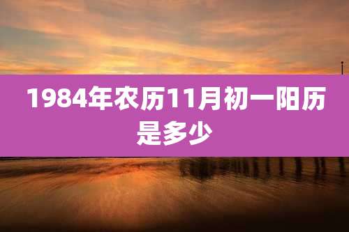1984年农历11月初一阳历是多少