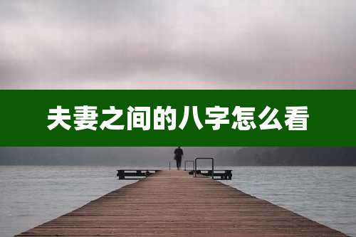 夫妻之间的八字怎么看