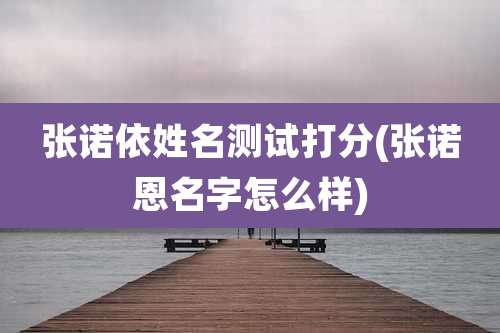 张诺依姓名测试打分(张诺恩名字怎么样)