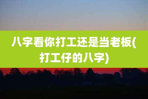 八字看你打工还是当老板(打工仔的八字)