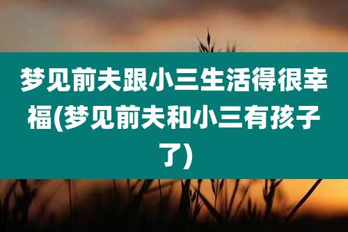 梦见前夫跟小三生活得很幸福(梦见前夫和小三有孩子了)