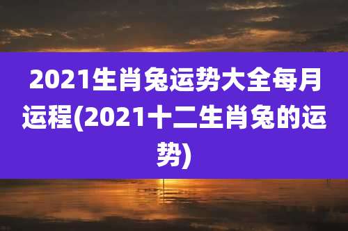 2021生肖兔运势大全每月运程(2021十二生肖兔的运势)