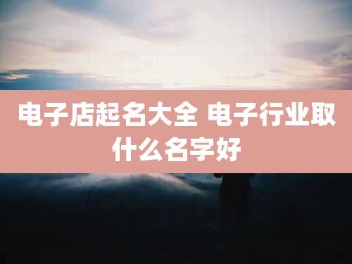 电子店起名大全 电子行业取什么名字好