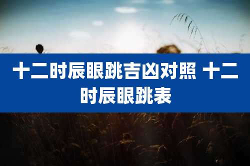 十二时辰眼跳吉凶对照 十二时辰眼跳表