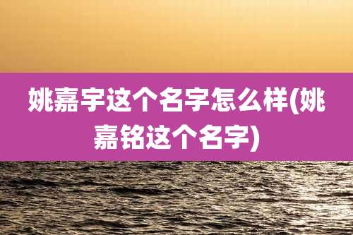 姚嘉宇这个名字怎么样(姚嘉铭这个名字)