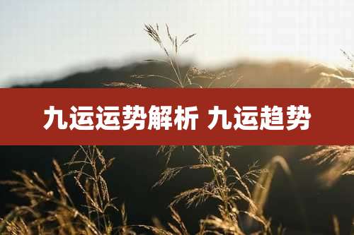 九运运势解析 九运趋势