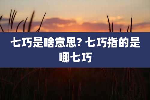 七巧是啥意思? 七巧指的是哪七巧