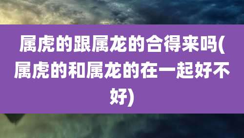 属虎的跟属龙的合得来吗(属虎的和属龙的在一起好不好)