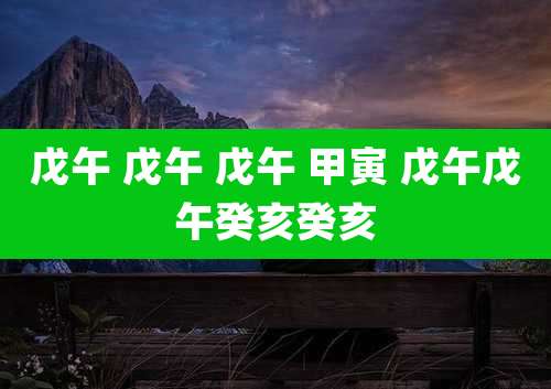 戊午 戊午 戊午 甲寅 戊午戊午癸亥癸亥