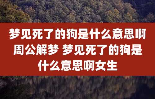 梦见死了的狗是什么意思啊周公解梦 梦见死了的狗是什么意思啊女生