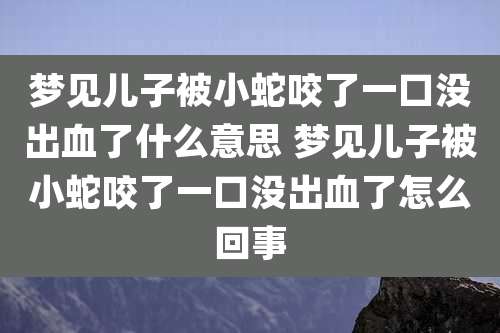 梦见儿子被小蛇咬了一口没出血了什么意思 梦见儿子被小蛇咬了一口没出血了怎么回事