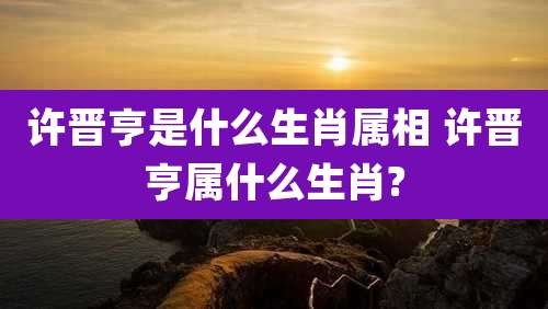 许晋亨是什么生肖属相 许晋亨属什么生肖?