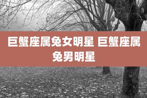 巨蟹座属兔女明星 巨蟹座属兔男明星