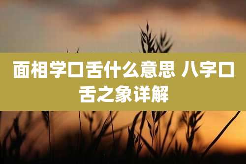 面相学口舌什么意思 八字口舌之象详解