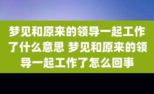 梦见和原来的领导一起工作了什么意思 梦见和原来的领导一起工作了怎么回事