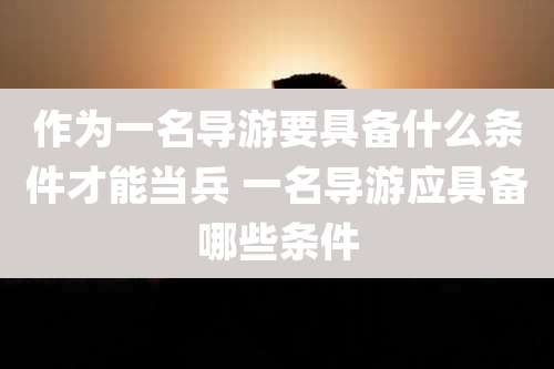 作为一名导游要具备什么条件才能当兵 一名导游应具备哪些条件