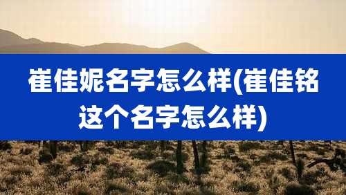 崔佳妮名字怎么样(崔佳铭这个名字怎么样)