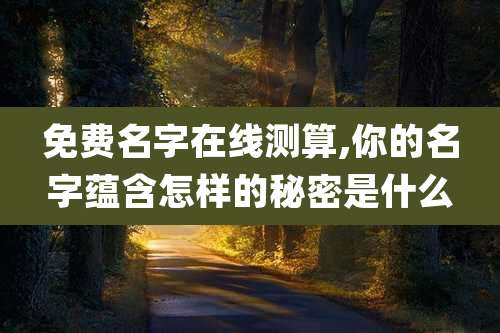 免费名字在线测算,你的名字蕴含怎样的秘密是什么