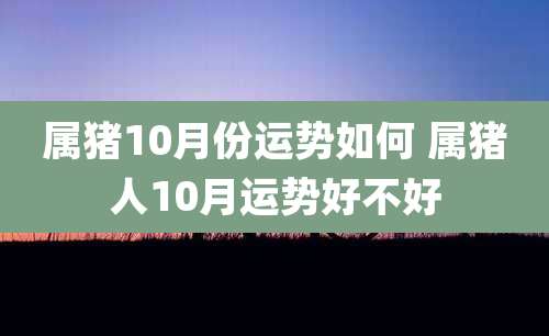属猪10月份运势如何 属猪人10月运势好不好