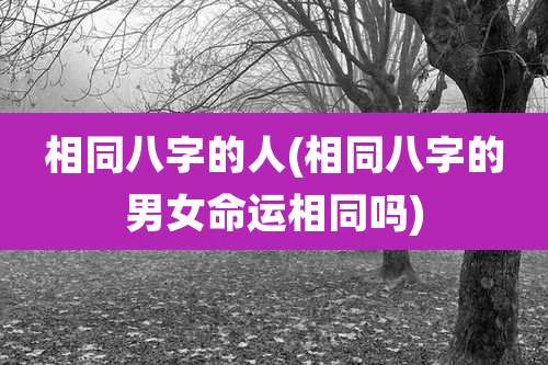 相同八字的人(相同八字的男女命运相同吗)