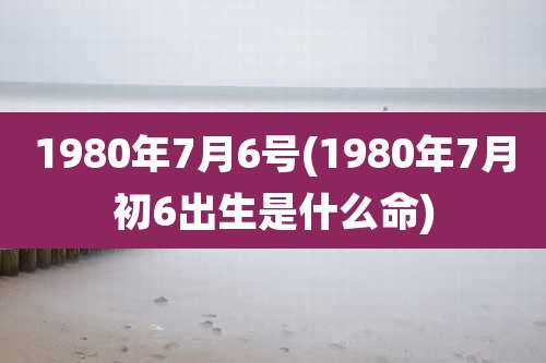 1980年7月6号(1980年7月初6出生是什么命)