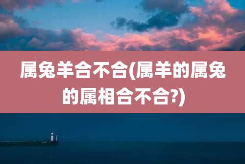 属兔羊合不合(属羊的属兔的属相合不合?)