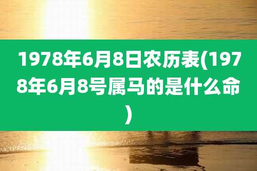 1978年6月8日农历表(1978年6月8号属马的是什么命)
