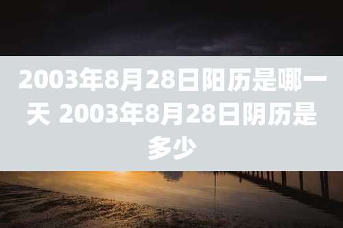 2003年8月28日阳历是哪一天 2003年8月28日阴历是多少