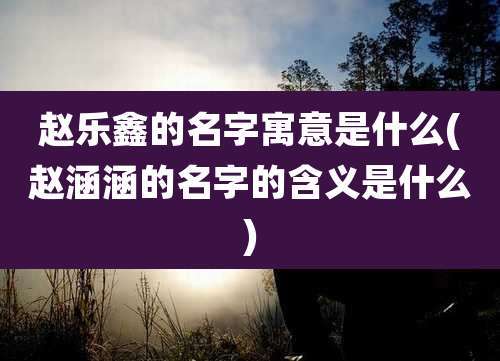 赵乐鑫的名字寓意是什么(赵涵涵的名字的含义是什么)
