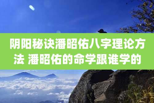 阴阳秘诀潘昭佑八字理论方法 潘昭佑的命学跟谁学的