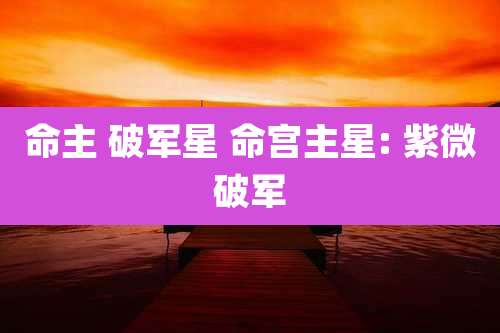 命主 破军星 命宫主星: 紫微破军