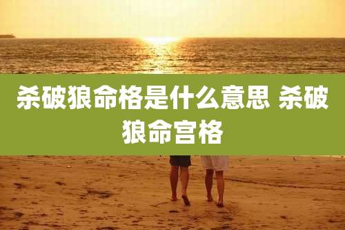 杀破狼命格是什么意思 杀破狼命宫格