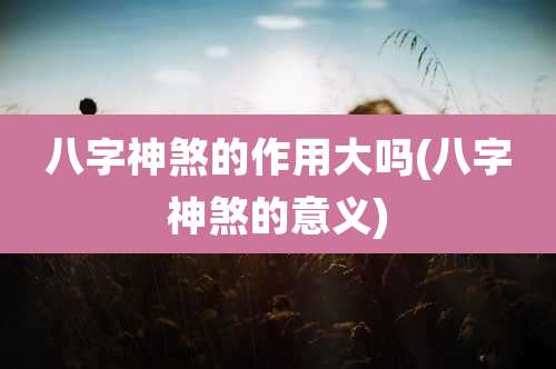 八字神煞的作用大吗(八字神煞的意义)