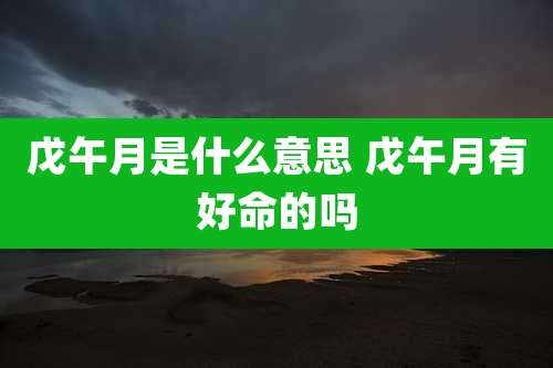 戊午月是什么意思 戊午月有好命的吗