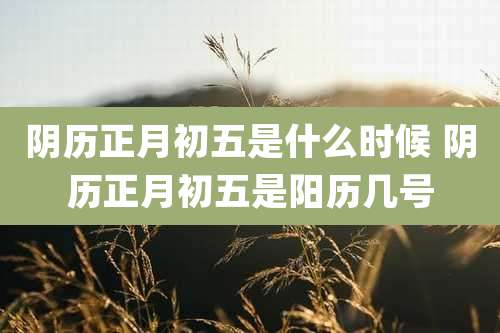 阴历正月初五是什么时候 阴历正月初五是阳历几号