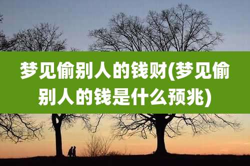 梦见偷别人的钱财(梦见偷别人的钱是什么预兆)